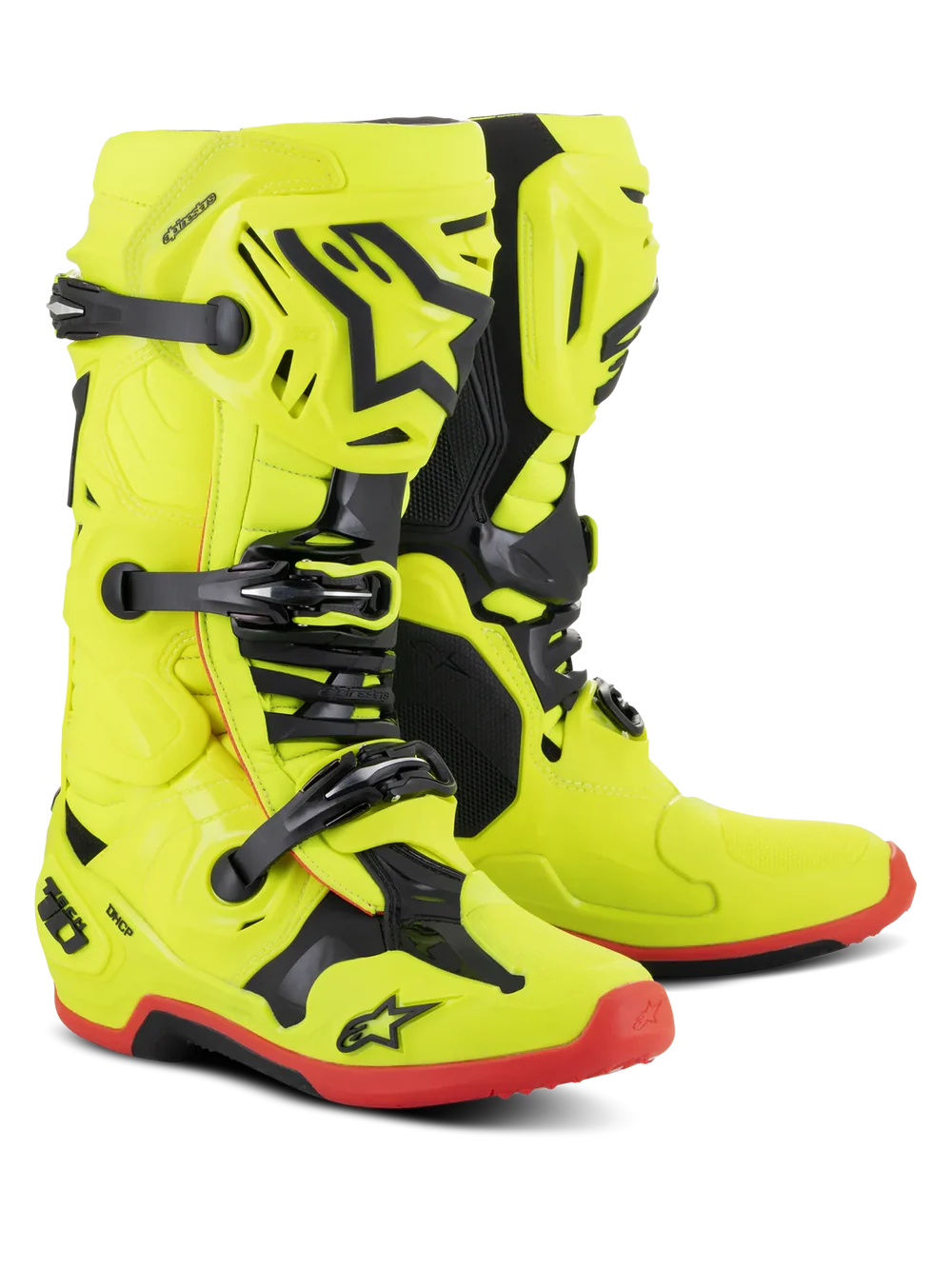 BOTAS ALPINESTARS TECH 10 AMARILLO FLUOR/NEGRO/ROJO