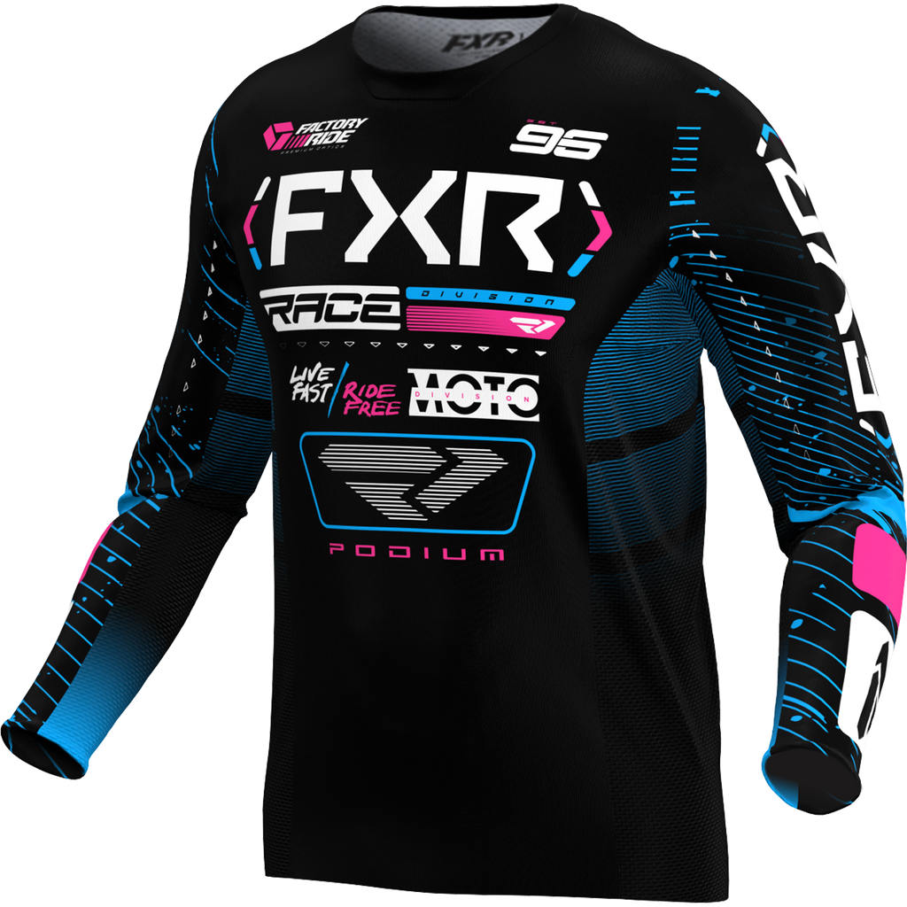 Jersey FXR Podium Black/Cyan/Pink